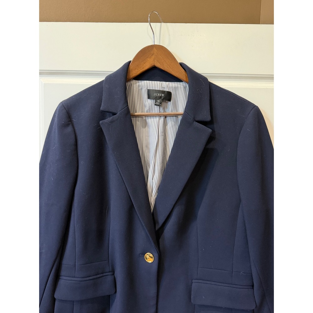J. Crew Navy Blazer Pleated Back Gold Button Size 16 Coastal Nautical Preppy - Picture 4 of 12